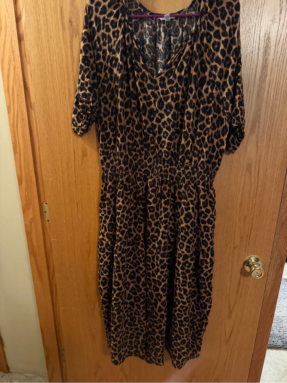 Time and Tru Leopard Print Midi Dress in Brown and Black